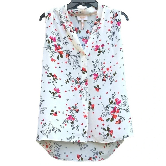 Laundry by Shelli Segal White Floral Button Down High-Low Sleeveless Blouse S - Picture 5 of 5